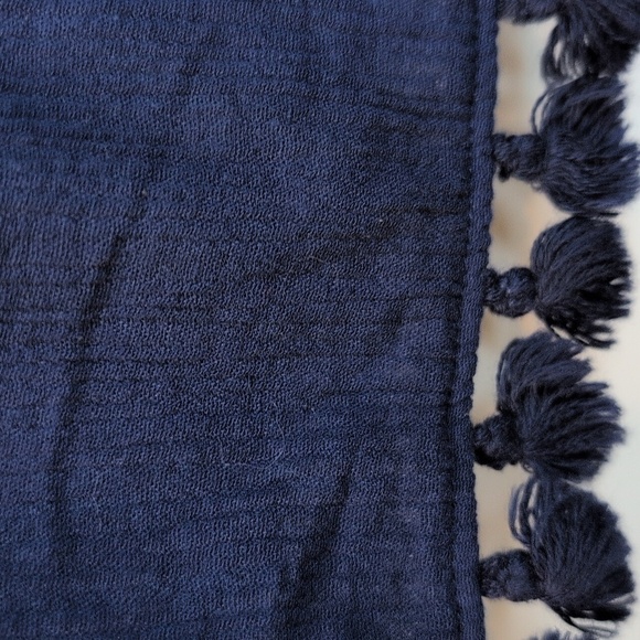J Crew Navy100% Cotton Blue Faux Wrap Fringe Skirt Size XL NWT - Picture 3 of 7